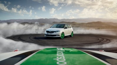 Limited edition Skoda Fabia front three quarters left side scenic