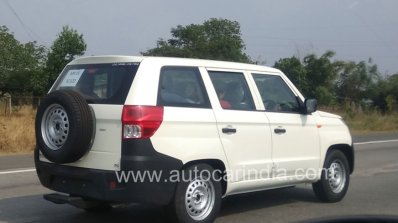 Mahindra TUV300 Plus P4 rear three quarters spy shot