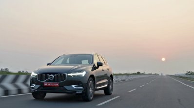 Volvo XC60 test drive review front angle tracking shot far