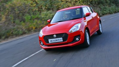 2018 Maruti Swift test drive review front angle tracking