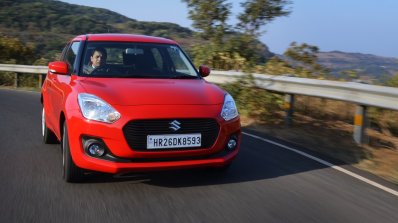 2018 Maruti Swift test drive review front tracking shot