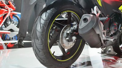 2018 Honda CBR250R rear wheel at 2018 Auto Expo