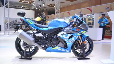 2018 Suzuki GSX-R1000R Blue right side at 2018 Auto Expo