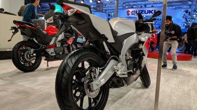 Aprilia RS 150 rear right quarter at 2018 Auto Expo