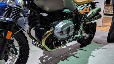 BMW R nineT Scrambler engine left side at 2018 Auto Expo