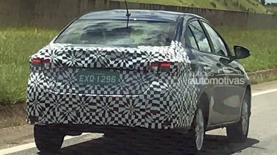 Brazilian-spec Toyota Vios (Toyota Yaris Sedan) rear three quarters right side spy shot