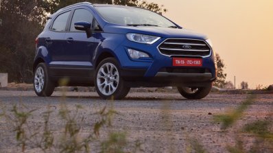 Ford EcoSport Petrol AT review front angle view low