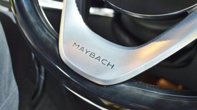 Mercedes-Maybach S 650 Saloon steering wheel Maybach branding at Auto Expo 2018