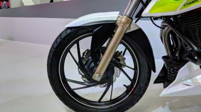 TVS Apache RTR 200 Fi Ethanol front wheel at 2018 Auto Expo