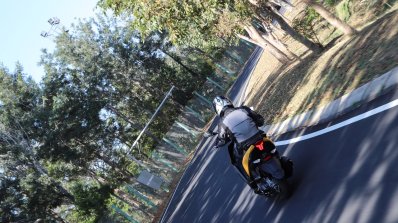 TVS Ntorq 125 rear corner action shot first ride review