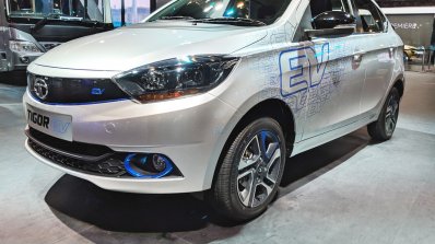 Tata Tigor EV front three quarters at Auto Expo 2018