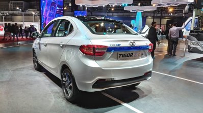 Tata Tigor EV rear three quarters at Auto Expo 2018
