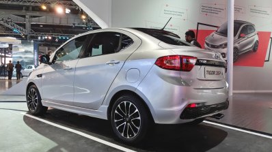 Tata Tigor JTP rear three quarters at Auto Expo 2018