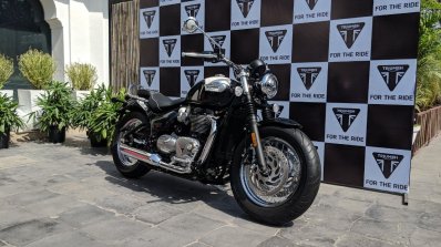 Triumph Bonneville Speedmaster India launch front right quarter