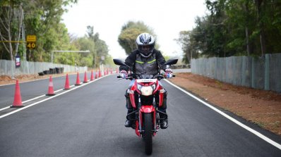 2018 TVS Apache RTR 160 4V First ride review front action