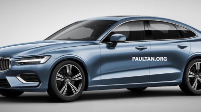 Next-gen 2018 Volvo S60 front three quarters rendering