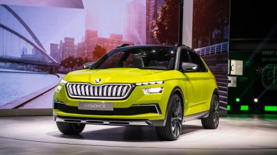 Skoda Vision X concept front three quarters at 2018 Geneva Motor Show