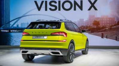 Skoda Vision X concept rear three quarters at 2018 Geneva Motor Show