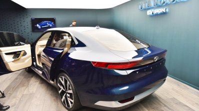 Tata EVision concept rear three quarters at 2018 Geneva Motor Show