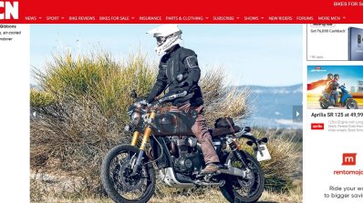 Triumph Bonneville Scrambler 1200 spied front left quarter