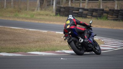 Yamaha YZF-R15 v3.0 track ride review rear cornering action