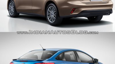 2018 Ford Focus Sedan vs 2014 Ford Focus Sedan rear three quarters