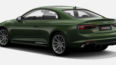 Indian-spec 2018 Audi RS 5 Coupe Sonoma Green Metallic rear three quarters