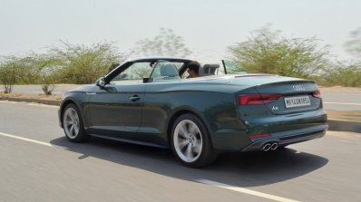 Audi A5 Cabriolet review rear three quarters action shot