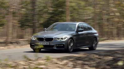 BMW 5-Series 530d review front action shot