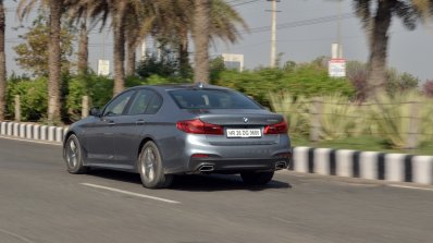 BMW 5-Series 530d review rear three quarters action shot