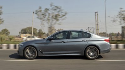 BMW 5-Series 530d review side action shot