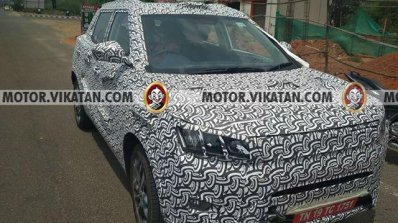 Production Mahindra S201 front three quarters spy shot