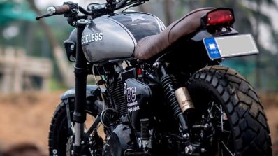 Royal Enfield Classic 500 modified scrambler 'Reckless' by Bulleteer Customs rear left quarter