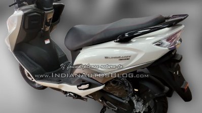 Suzuki Burgman Street spied at showroom rear left quarter