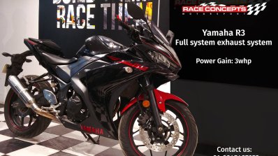 Yamaha R3 with Race Concepts Exhaust front quarter