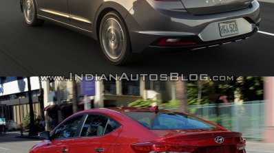 Hyundai Elantra Old vs New Comparison Rear Three Quarters image