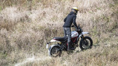 Ducati Scrambler Desert Sled Riding Shot Right Rea