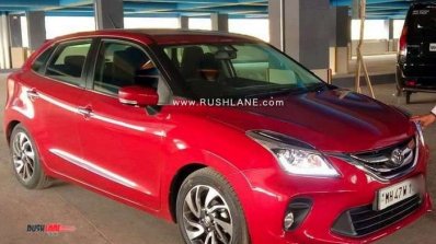 Red Toyota Glanza Front Three Quarters Spy Shot