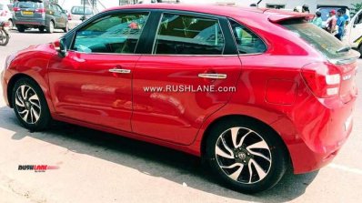 Red Toyota Glanza Left Side Spy Photo