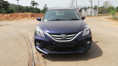 Blue Toyota Glanza Front Spy Shot