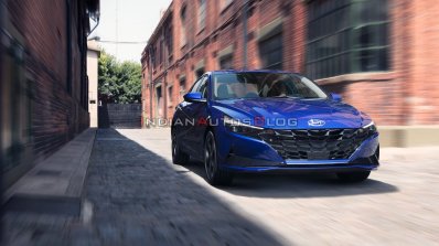 2021 Hyundai Elantra Blue Front Three Quarters