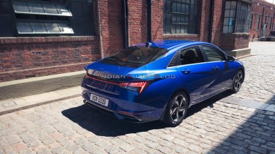 2021 Hyundai Elantra Blue Rear Three Quarters