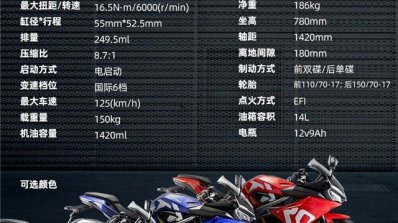 Tairong Gp1 250r Spec Sheet