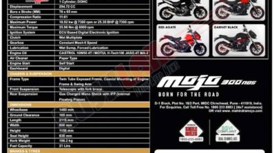 Bs6 Mahindra Mojo 300 Abs Leaked Specs
