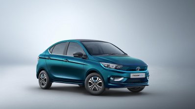 New Tata Tigor Ev Teal Blue Front Right