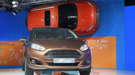 IAB Report - Ford hangs a sunroof-equipped EcoSport on its Expo booth wall