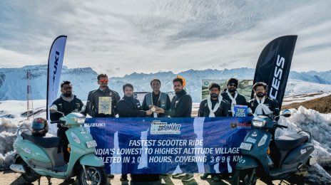  Suzuki Access Sets Record for Fastest Scooter Ride from India’s Lowest to Highest Point