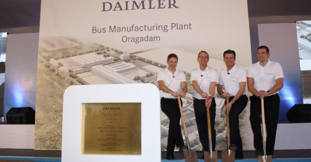 Daimler lays foundation stone for bus manufacturing in India