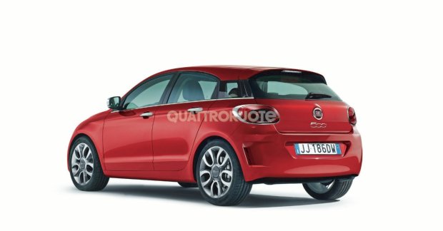 Rendering - Fiat 500 four-door (Fiat Punto replacement)