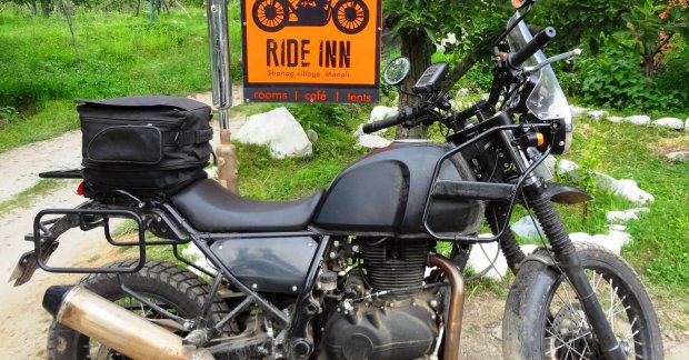 Accessorized Royal Enfield Himalayan photographed